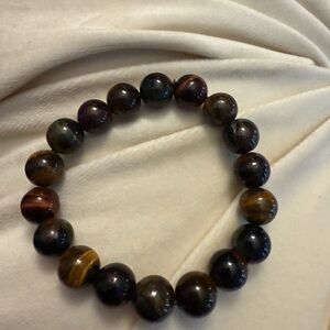 Crystal Beaded Bracelet with authentic Tigers Eye earth tones